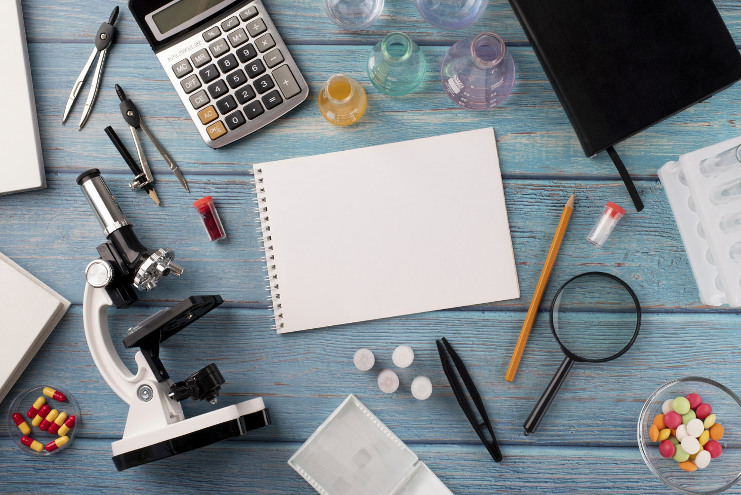 top view world science day arrangement 1