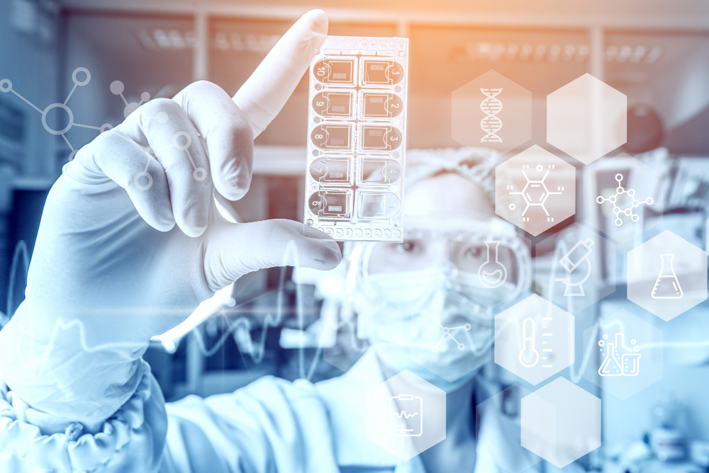 young woman medical health care researchers working life science laboratory